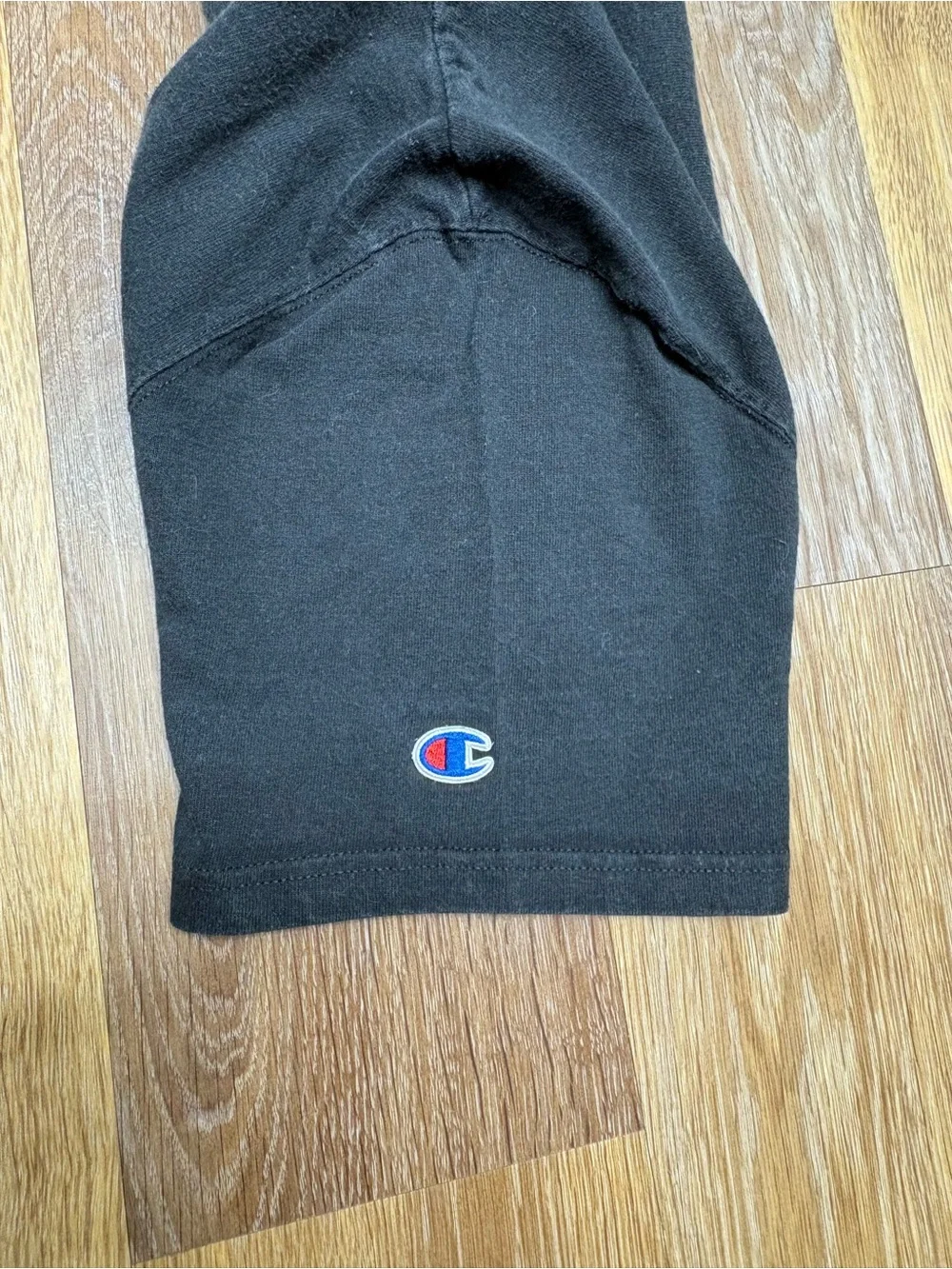 Champion Black Short-Sleeve Tee with Red Logo and White Japanese Text - Picture 7 of 7